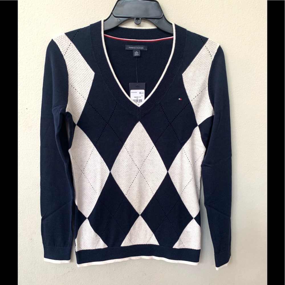 TOMMY HILFIGER Women's Cotton  V-Neck Sweater Top